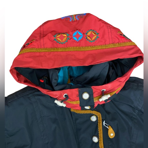 Obermeyer Gallivant ll Embroidered Hooded Ski Jumpsuit  Size petite 8 Teal grey - Picture 8 of 14